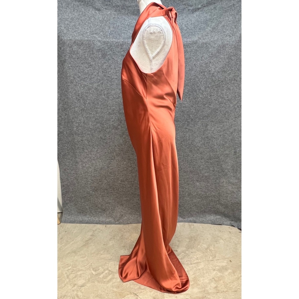 Lovely Terracotta Copper Halter Neck Maxi Bridesmaid Formal Prom LB025 Dress M L - Picture 11 of 11